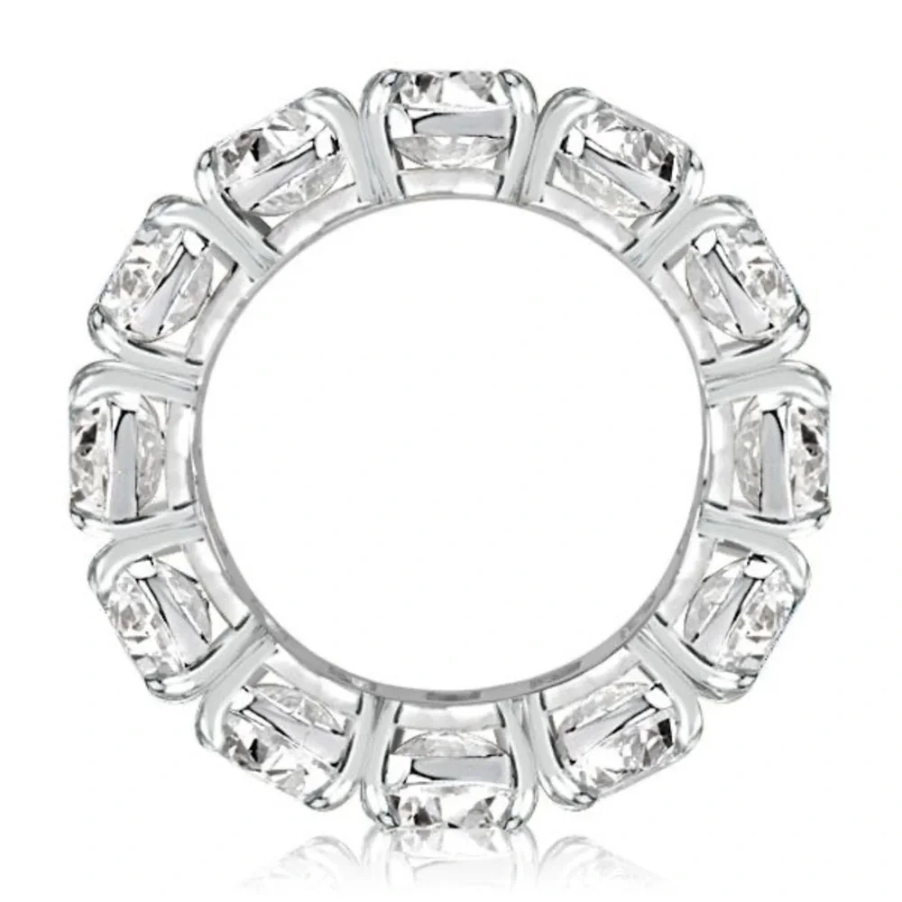 Platinum-Color Clear Eternity Band Ring - Picture 3 of 11